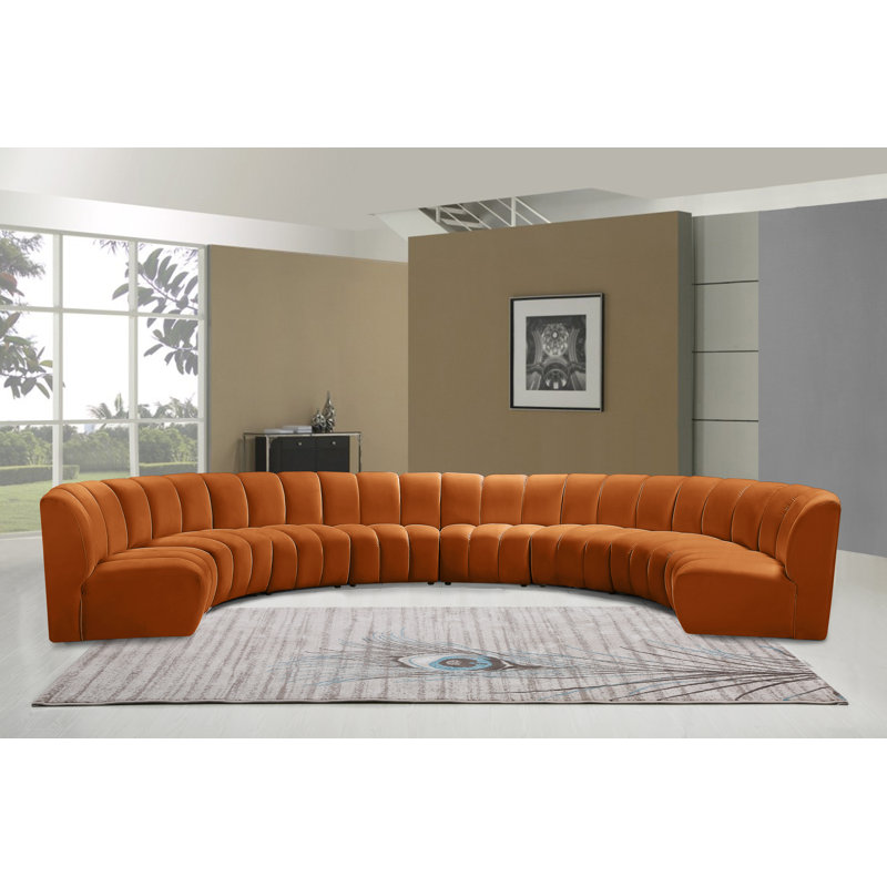 Canapé modulaire en velours Infinity, Velours cognac, 8 pièces