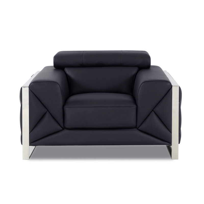 Chaise en cuir italien à grain supérieur, Noir