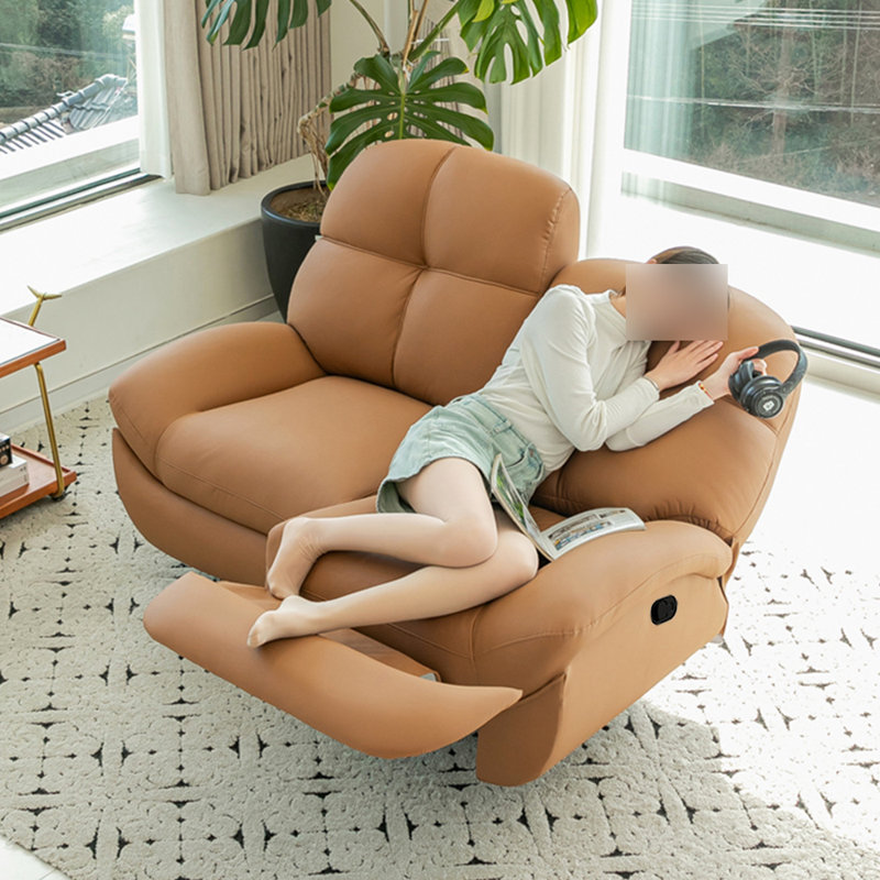 Fauteuil inclinable manuel ergonomique décontracté à double fonction, Brun