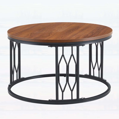 Rustic Coffee Table,with Sturdy Metal Frame
