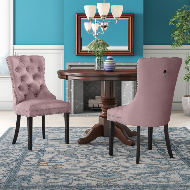 Stonefort 19.5'' H Tufted Velvet Upholstered Side Chair, Velvet Gray