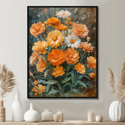 Orange Green Fragrant Marigolds Garden III - Marigold Wall Decor