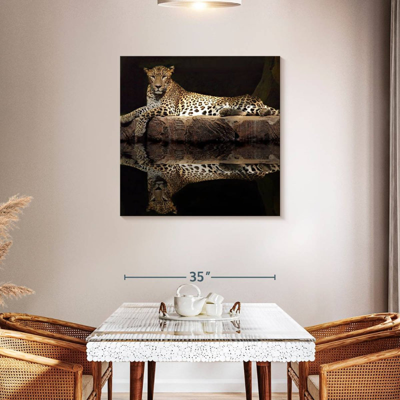 Brampt Leopard Water Reflection, 36" H x 36" W