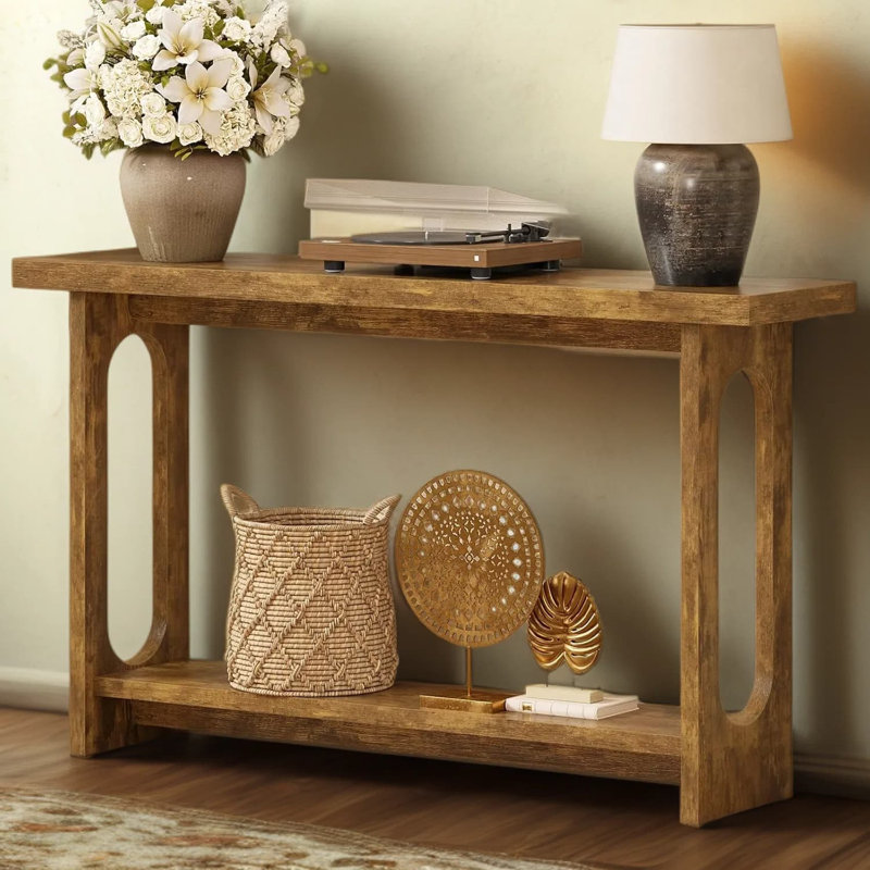Console de style campagnard avec arche, canapé étroit de 55 pouces pour le vestibule, le couloir et le salon, finition en bois rustique
