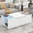 Led Coffee Table,Center Table With High-Gloss Finish And Glass Tabletop