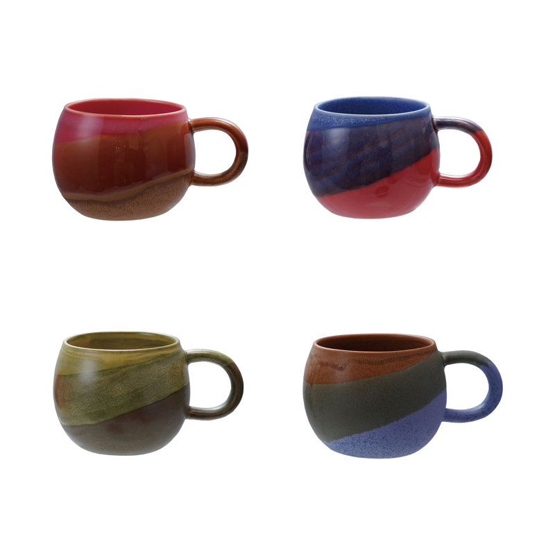 4-Piece Stoneware Mug With Reactive Glaze