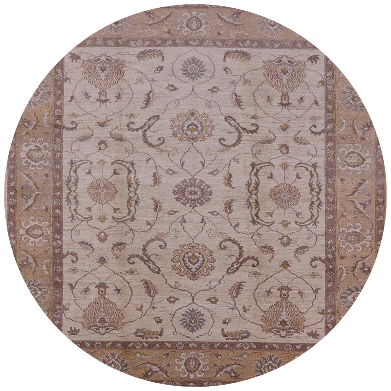 Tapis beige / jaune Percie, Rond 3 pi