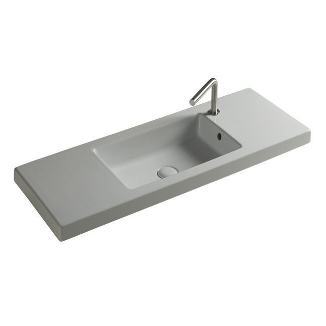 Ceramica Tecla By Nameeks Serie 35 13.78'' Glossy White Vitreous China Rectangular Bathroom Sink with Overflow, 1 Hole