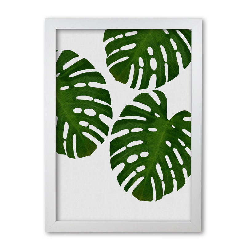 Monstera Leaf III - Print, 85 cm H x 60 cm W x 5 cm D, White Grain Frame