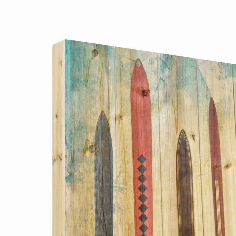« rétro skis », impression sur bois