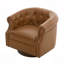 Fauteuil pivotant à 360° en similicuir, avec dossier incurvé, style club, capitonné et base en bois courbé, idéal pour le salon et la chambre.-181737340