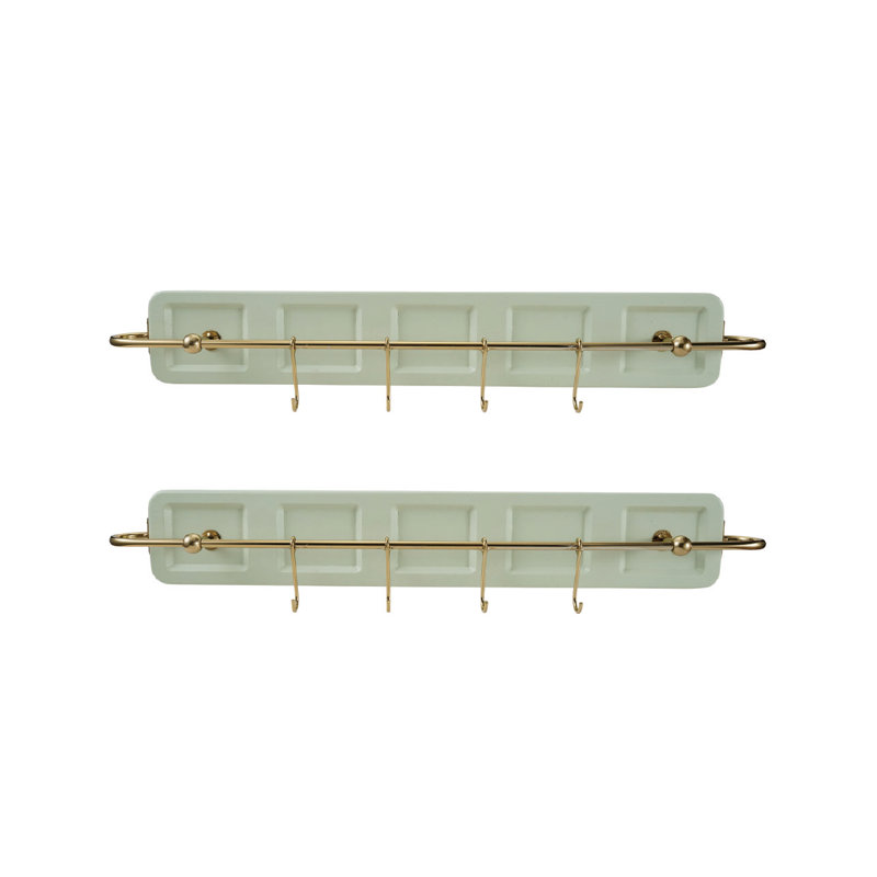 Mint Wall-Mounted Storage Rack with Hooks –