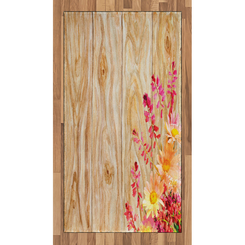 Tapis décoratif à haute densité en fibres de polyester Wildflower, Rectangle 2 pi 7 po x 5 pi