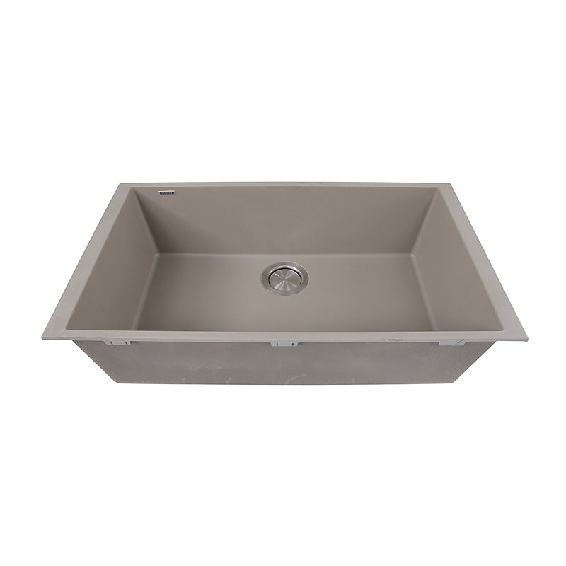 Plymouth 30'' L Single Bowl Granite Kitchen Sink, Truffle