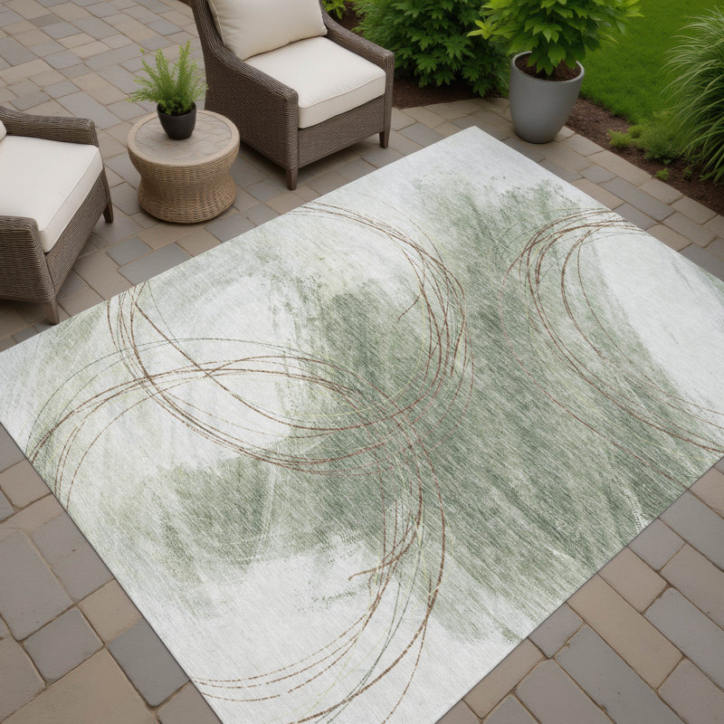 Machine Washable Indoor/Outdoor Chantille ACN2396 Abstract Rug, Rectangle 5' x 7'6"