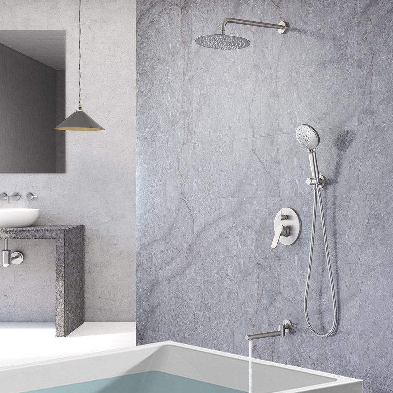 Système de douche complet avec valve brute, Nickel brossé