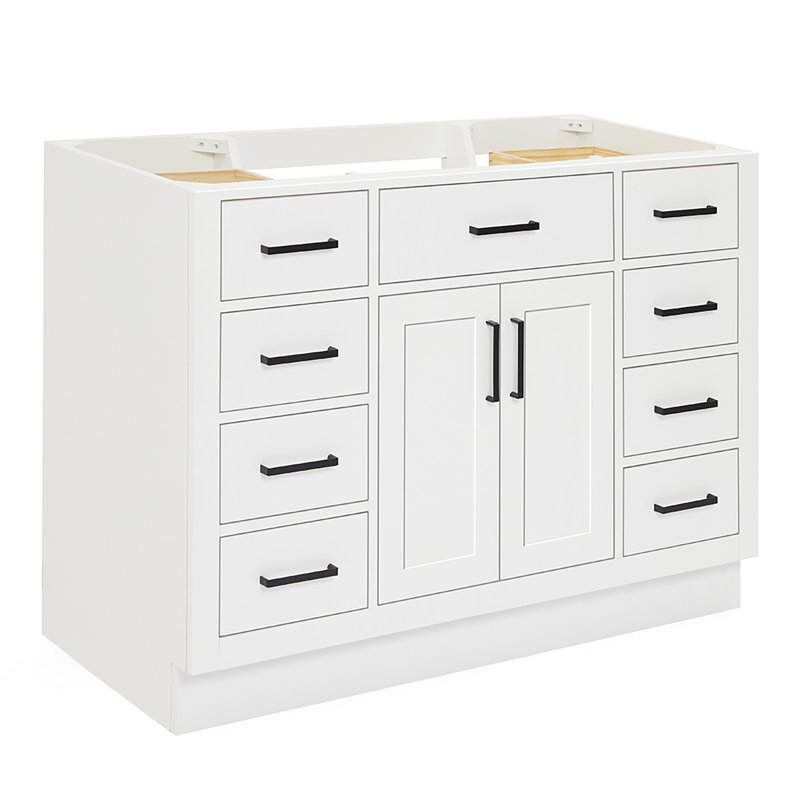 Base de meuble-lavabo simple 48 po Osoria, Blanc, Noir mat