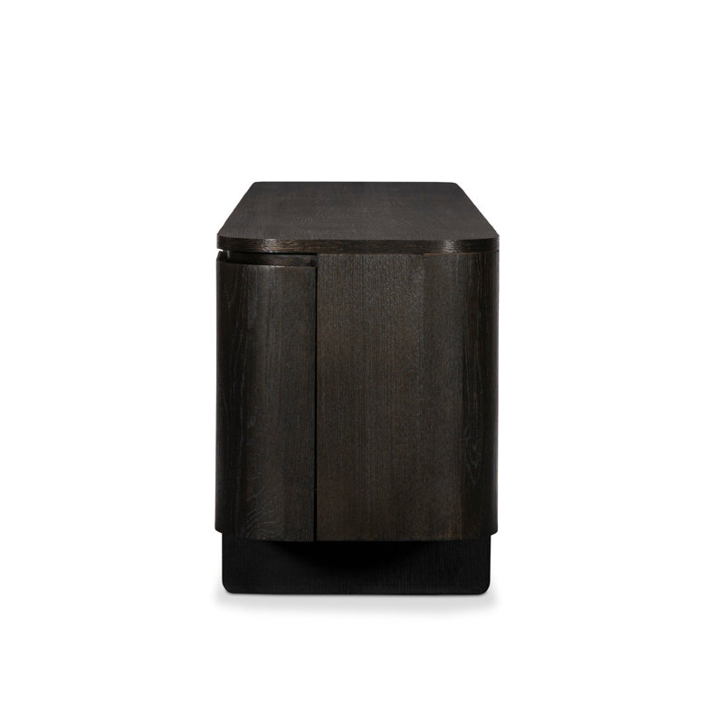 Elle Media Console-Tawny Oak Veneer, Worn Black Oak