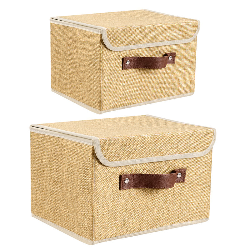 Three Posts™ Baby & Kids Fabric Bin, 6.7" H x 10.2" W x 7.9" D, Khaki