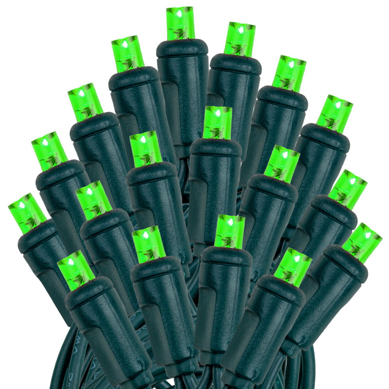 Mini guirlande de Noël 17 pieds 50 lumières DEL sur fil vert, ampoules grand angle de 5 mm, connectables, décor intérieur / extérieur, homologué UL