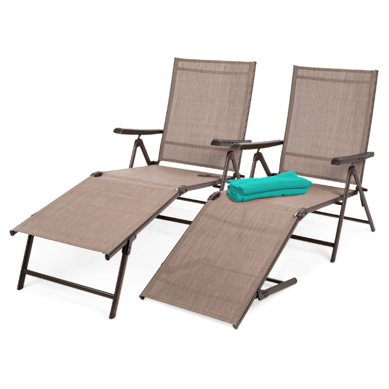 Jimell Outdoor Metal Chaise Lounge, Brown, Black