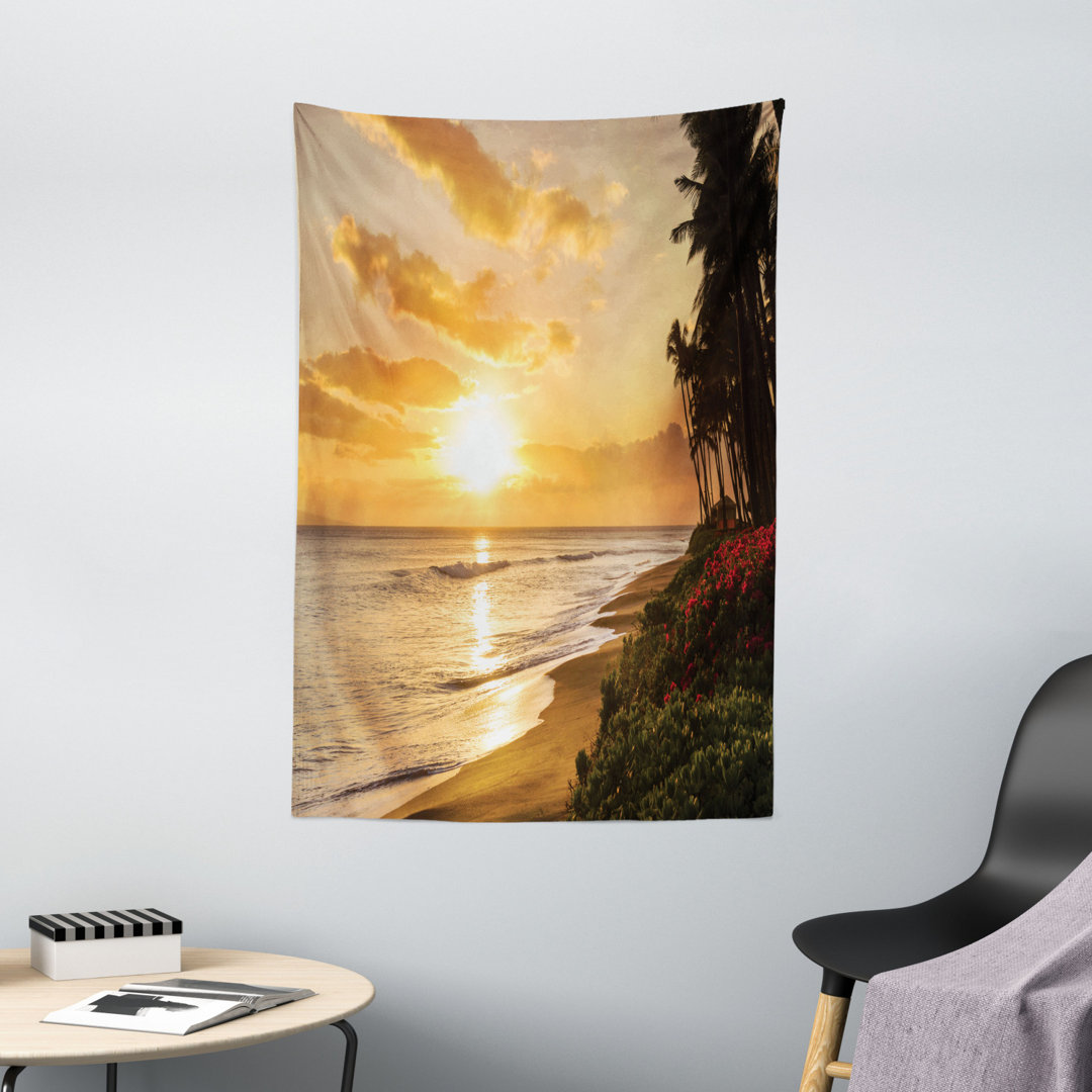 Wandbehang Warmer tropischer Sonnenuntergang am Strand von Kaanapali in Maui Hawaii Traveling