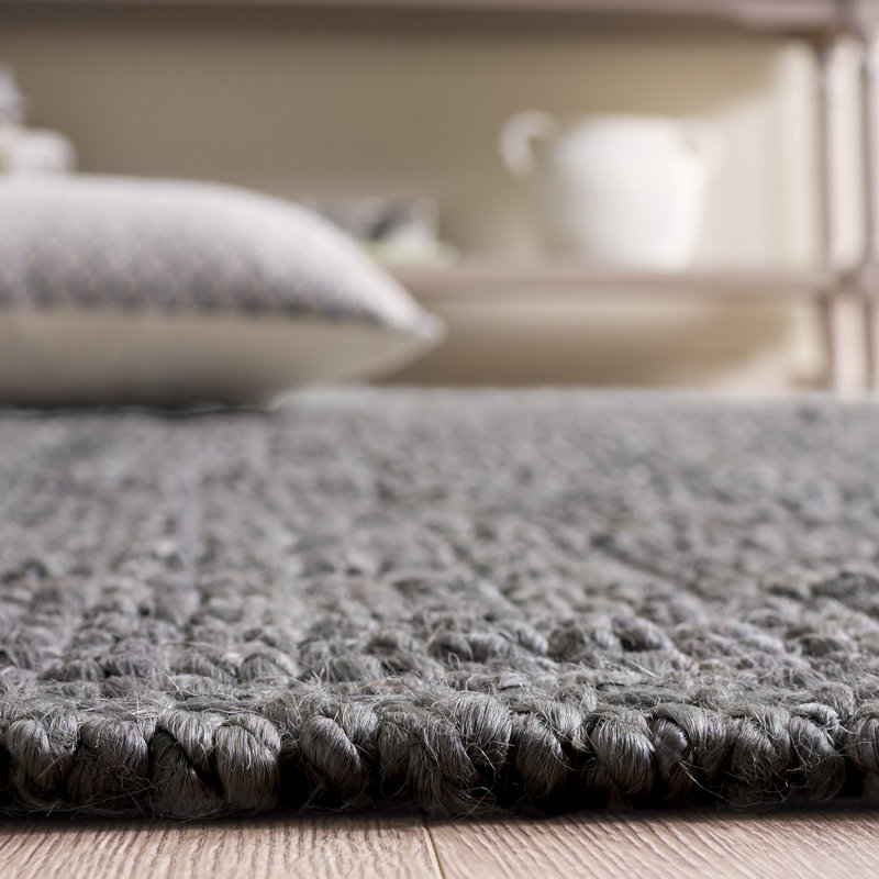 Estrin Natural Fiber Hand Woven Jute Solid Color Rug, Round 3', Light Gray