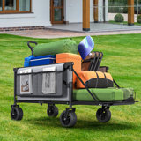 Collapsible Foldable Beach Wagon Cart Utility Cart with Folding Tailgate