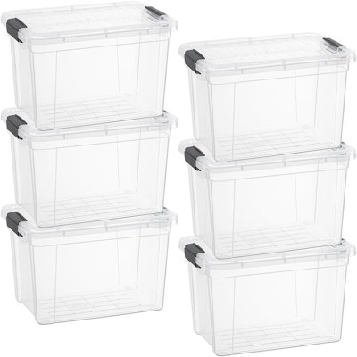Latitude Run® Clear Storage Bins with Lids, 6 Pack- Plastic Storage Boxes for Home- 4.5 Quart