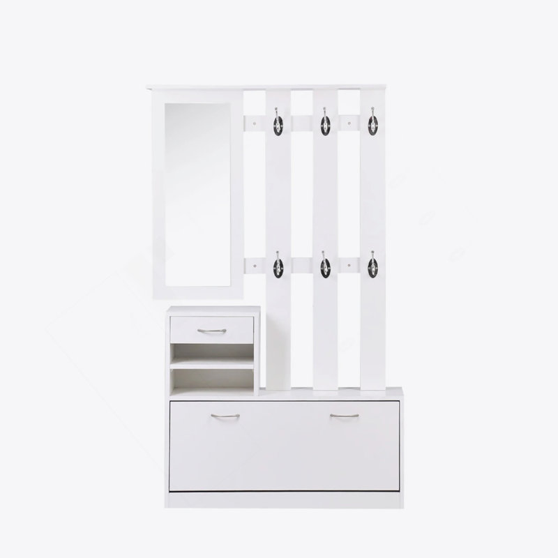 Armoire à portes combinées avec armoire à chaussures + tablette suspendue + miroir