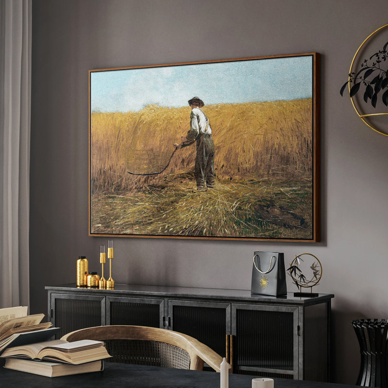 Paysage rétro - DCCLXI, Toile encadrée noyer flottant, H 25 po x l 37 po x P 1,5 po