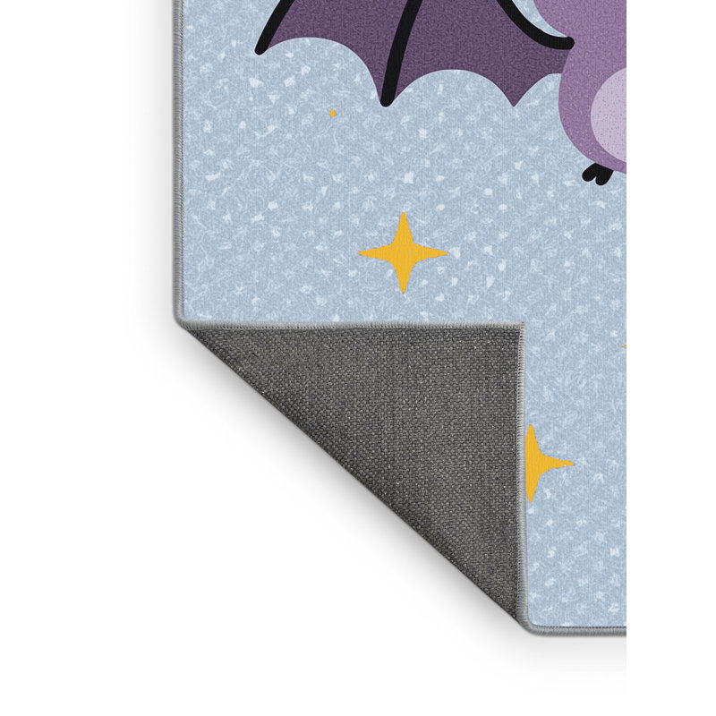 Soft Plush Escoto Halloween Modern & Contemporary Abstract Area Rug in Blue – SkyBlue Binding, 8x12