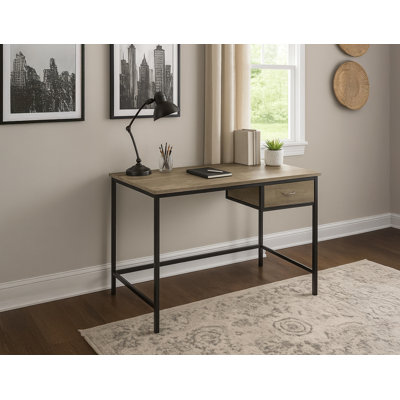 Towe Solid Wood Top Metal Base Writing Desk