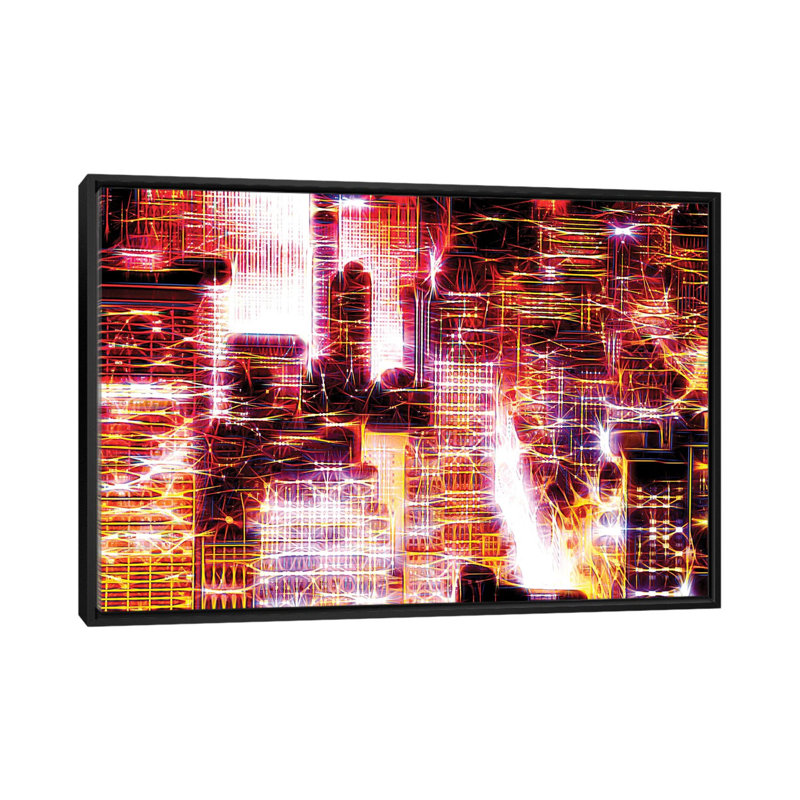 «Red Lights II», impression sur toile, H 18 po x l 26 po x P 1,5 po, Toile avec cadre noir, Pas de tapis