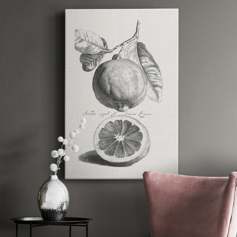 Antique citrons et oranges IV - peinture sur toile tendue, H 12 po x l 8 po x P 1 po