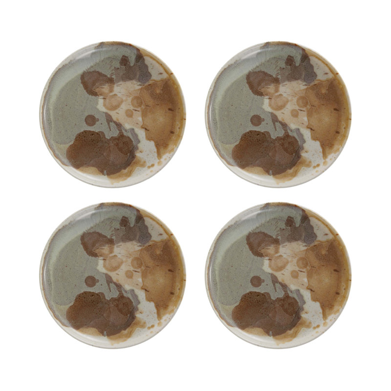 Round Stoneware Plate With Reactive Glaze