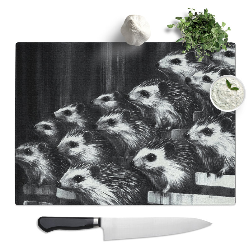 Hedgehogs  Glass Chopping Board