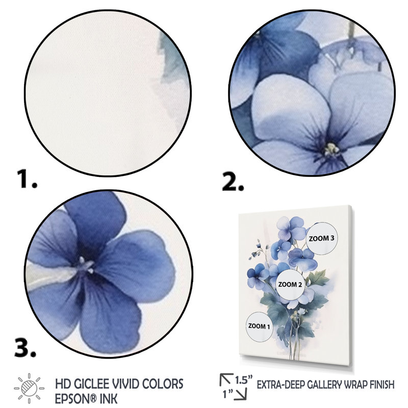 Violets Dreamer II sur toile, Cadre flottant doré, H 32 po x l 24 po x P 1 po