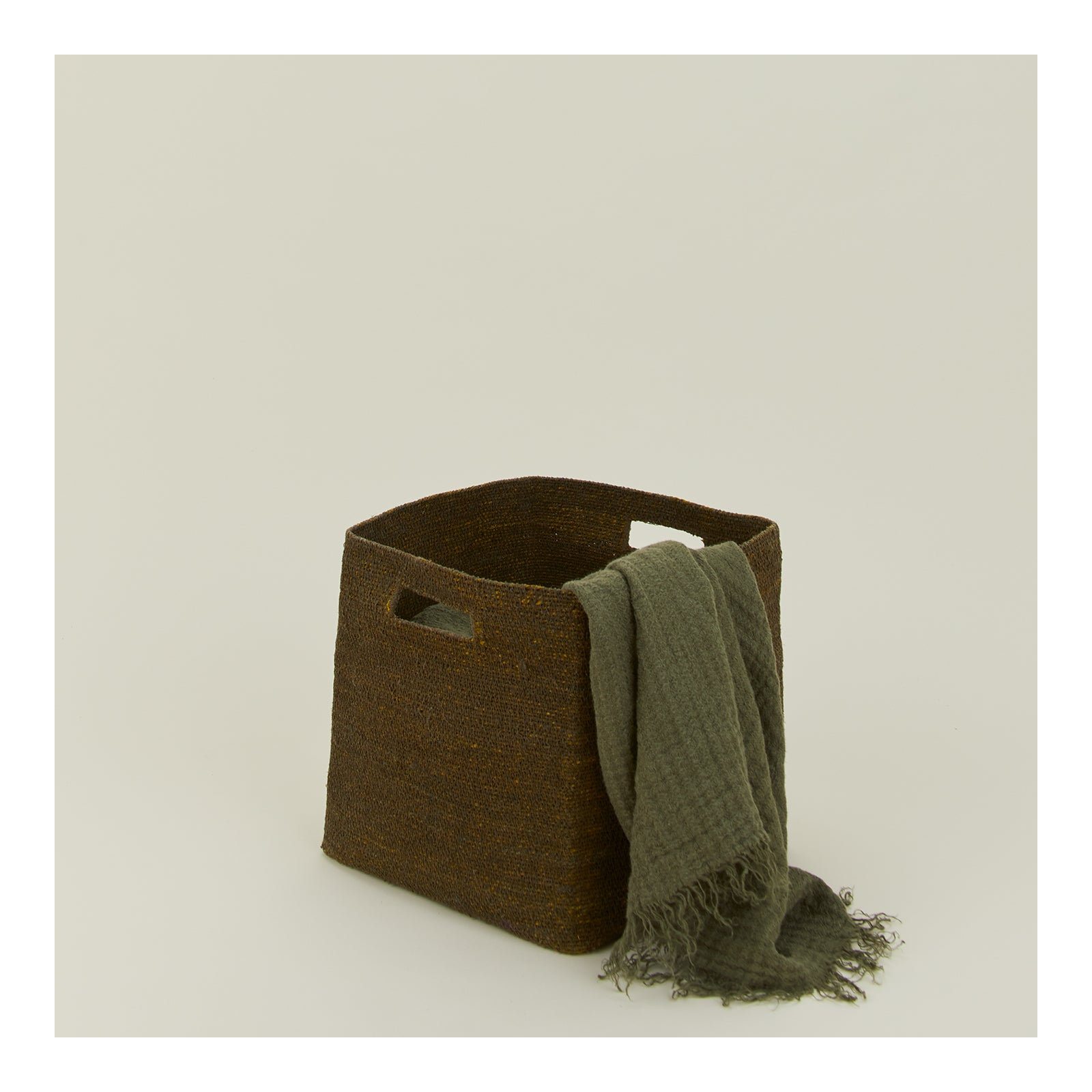 Essential Laundry Basket with Handles, Olive, 12" H x 13" W x 13" D