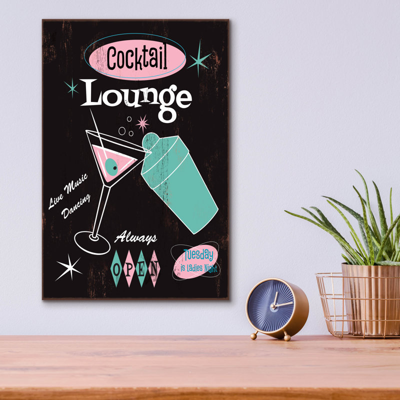  «Cocktail Lounge» par Fiona Stokes-Gilbert, art mural en verre acrylique, 12 po x 16 po