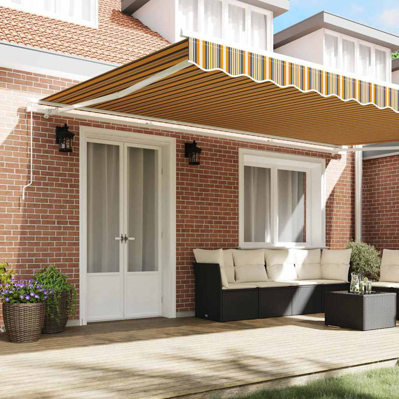 Brayden Studio 500cm W x 300cm D Polyester Cover Retractable Door / Window Awning, Multicolour