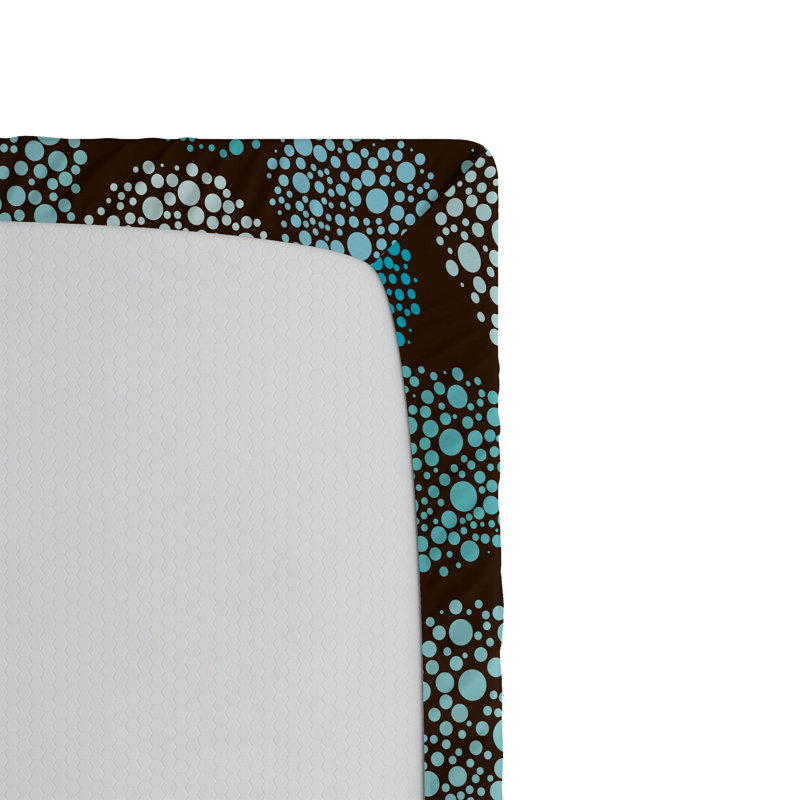 Drap-housse Ambesonne, paquet de 2, Drap-housse grand, Brun / turquoise / pois blancs