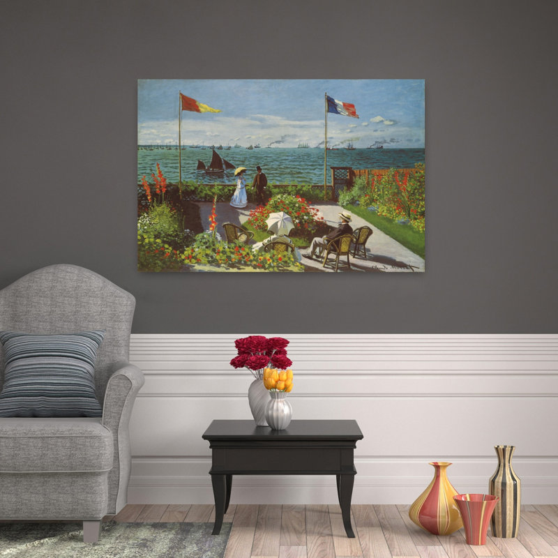 Garden At Sainte-Adresse 1867 Classic Coastal Spring Wall Art Print by Claude Monet - Wrapped Canvas Print