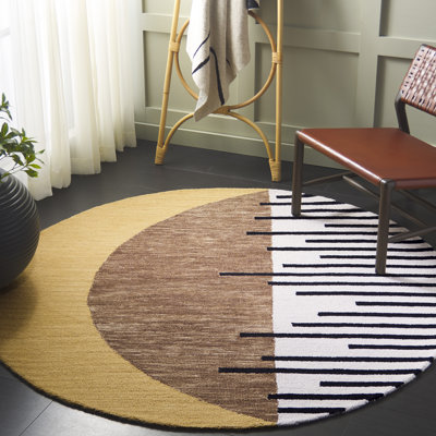 Tapis brun / beige en laine et en coton touffeté à la main Novelty 350
