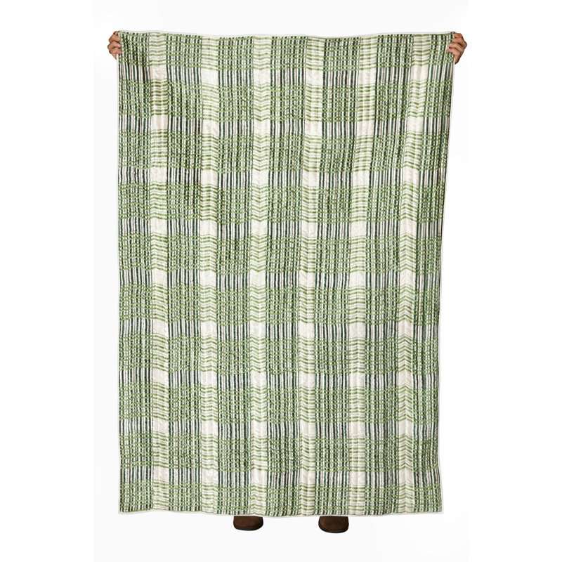 Jatin Quilted Throw Blanket, Sage Plaid