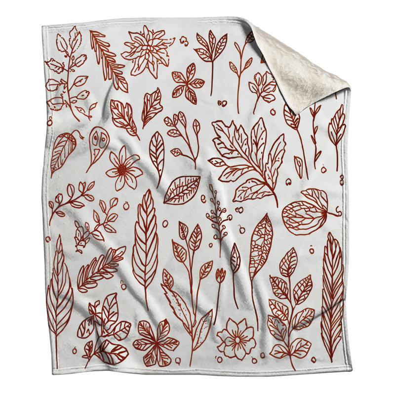 Botanical Leaf Illustrations Blankets, 60in W x 80in H