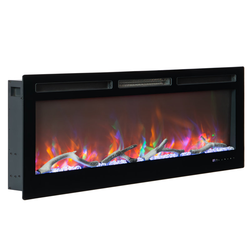 50 Inch Built-in Electric Fireplace with WiFi ＆ Remote Control, 12 Realistic Flame Flickering Colors, 750/1500W Wall Fireplace Heater