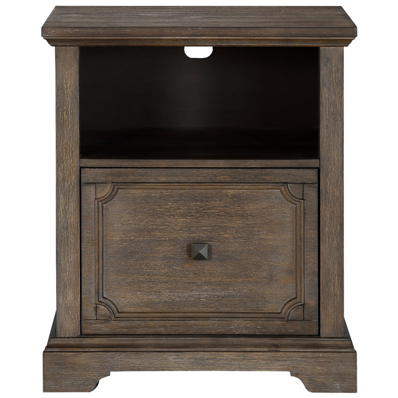 Rustic Transitional Style Office File Cabinet With Dark Oak Finish, Drawer, Shelf, And For Easy Movement Storage Finish 1Pc Filing Cabinet, Transitional, Daily Use
