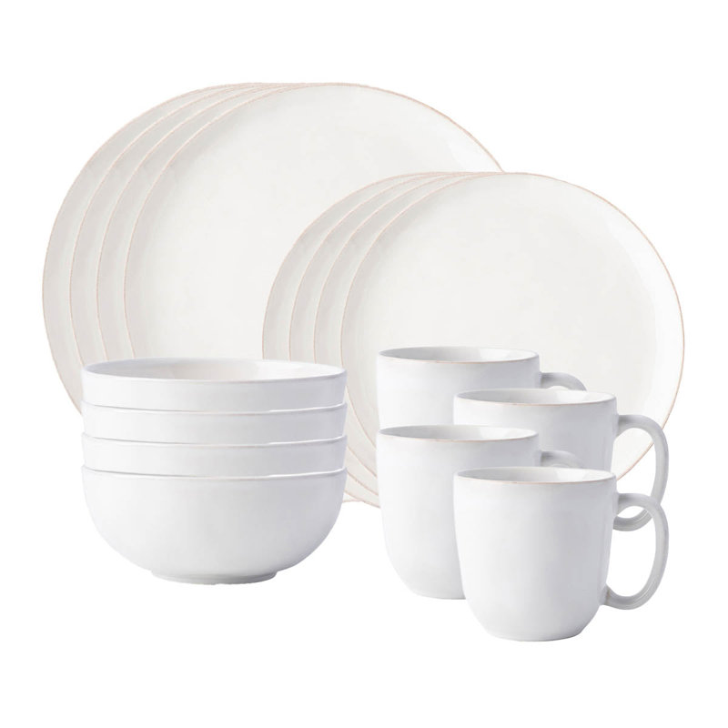 Puro Coupe 16 Pieces Place Setting - Whitewash