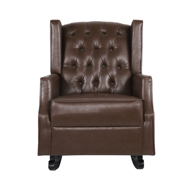 Chaise berçante rembourrée Ahlayah, Marron foncé